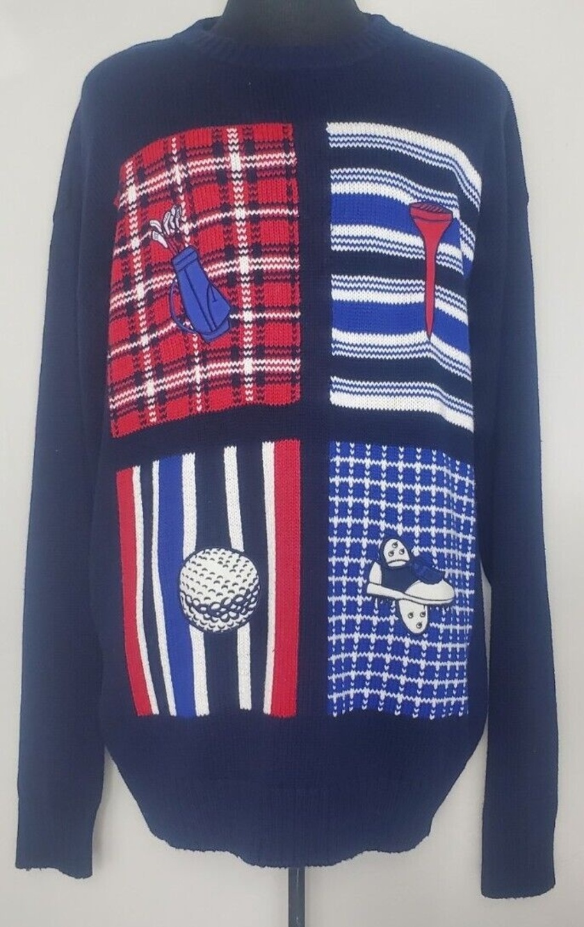NWT Vintage Men Pivot Rules Golf Sweater Long Sleeve Black - Size 2XL